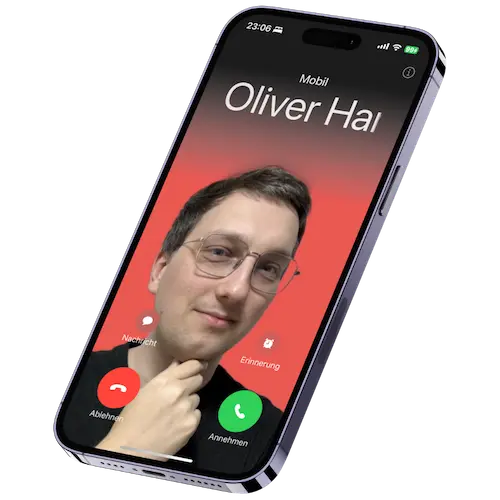 iPhone mit einem eingehenden Anruf von Oliver Jessner